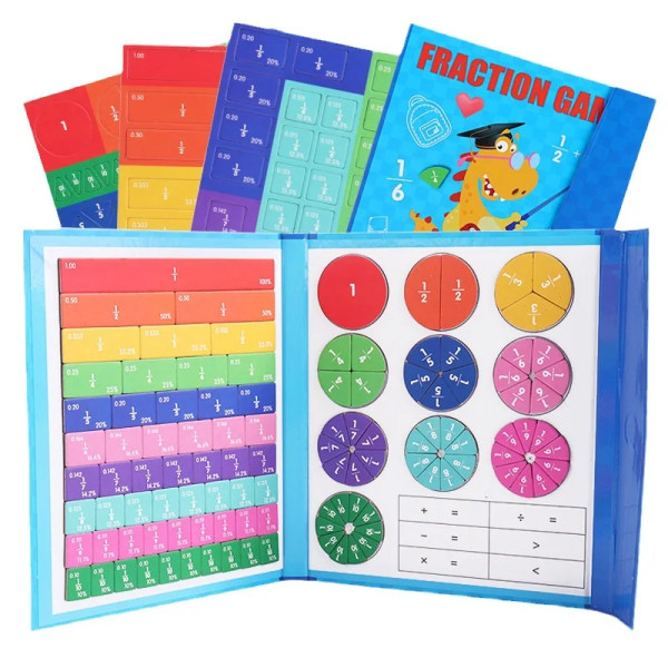 Magnetisk Bråk Lärande Matematik Leksak Montessori Aritmetik Lärande Hjälpmedel Trä Bok Utbildningsleksaker För Barn