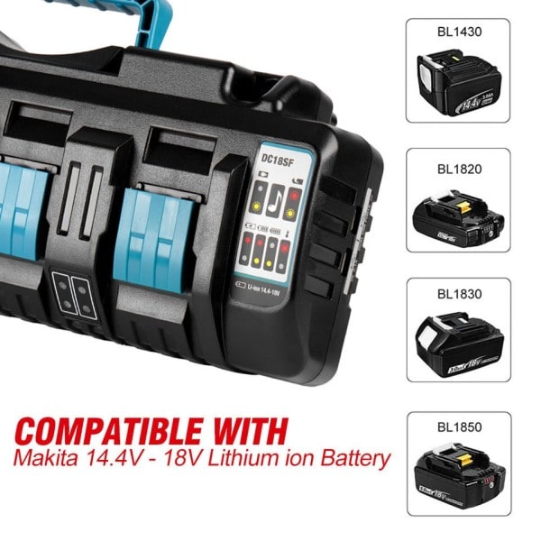 4-portar Li-Ion batteri laddare 14,4V 18V 12A snabb laddare ström verktyg
