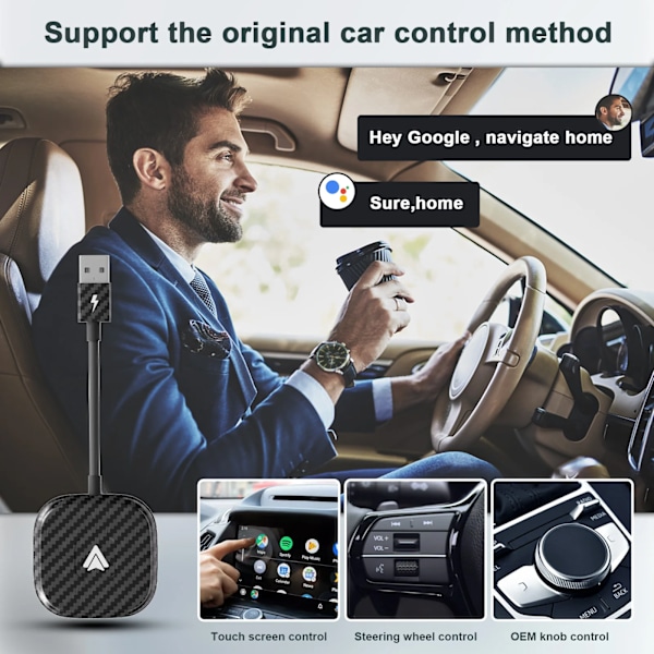 Langaton Carplay Dongle Muunna langallisesta langattomaksi android/iPhonelle Plug and Play