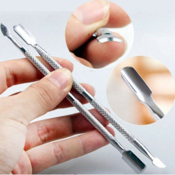 Double Ended Cuticle Pushers Remover Rostfritt Stål Nagellack Scraper Cleaner Nail Art