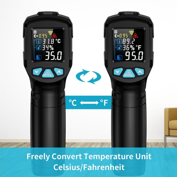 Infrarød termometer 800 grader eller 1472 Fahrenheit Høj temperatur meter
