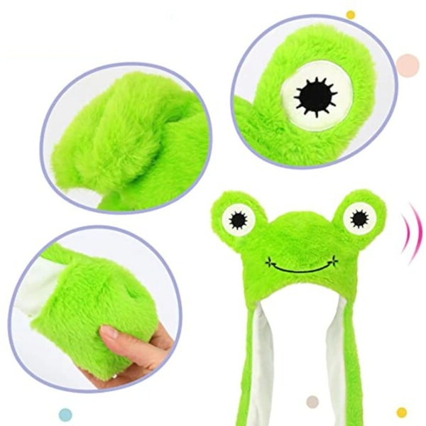 Djur Groda Hatt med Floppy öron Rörelse Hoppa Pop Up Beating Plysch Kläd Tecknad Söt Hatt