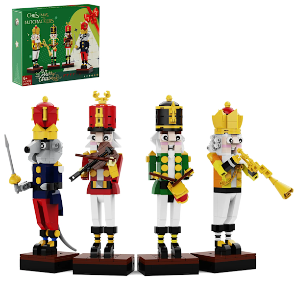 Jul Nötknäppare Byggnad Kloss Set Kung Trompetare Soldat Trummis Riddare Figurer Klossar Leksak