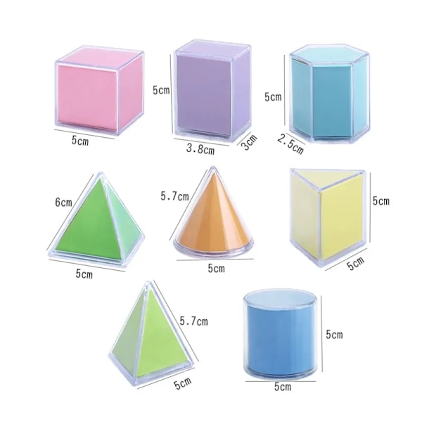 8 bitar transparent geometriska former block montessori leksaker