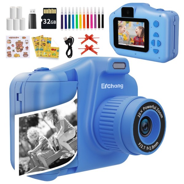 Børn's Instant Print Camera 1080P Selfie Video Child Camera