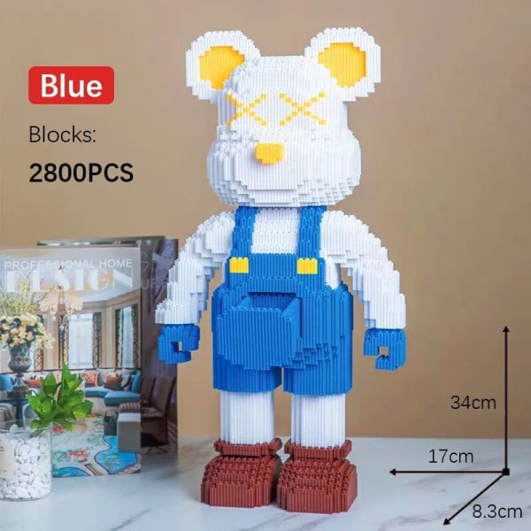 DIY Barn Leksaker Tecknad Mini Kärlek Våldsam Bear Bearbrick Modell with Light Building Block Micro Bricks