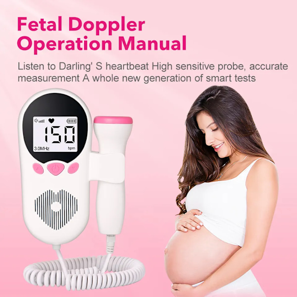 Foster Hjerte Rate Monitor for Baby Graviditet Hjerteslag Detektor LCD Modlys Puls meter