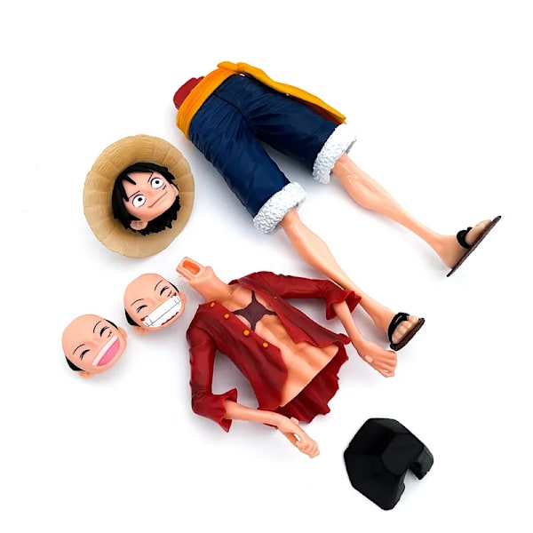 One Piece Anime Figur Confident Smiley Luffy Three Form Face Changing Doll Action Figurine Model Legetøj