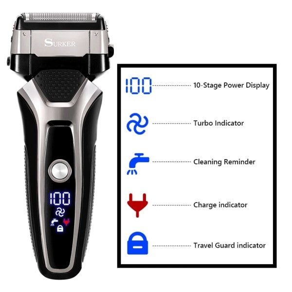 USB genopladelig elektrisk barbermaskine rustfrit stål barbering maskine til mænd 3D tredobbelt flydende blad barberkniv