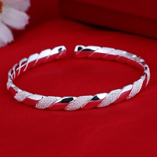 925 Sterling Silver Kvinna Manschett Armband Cross Twisted Infinity Bangle