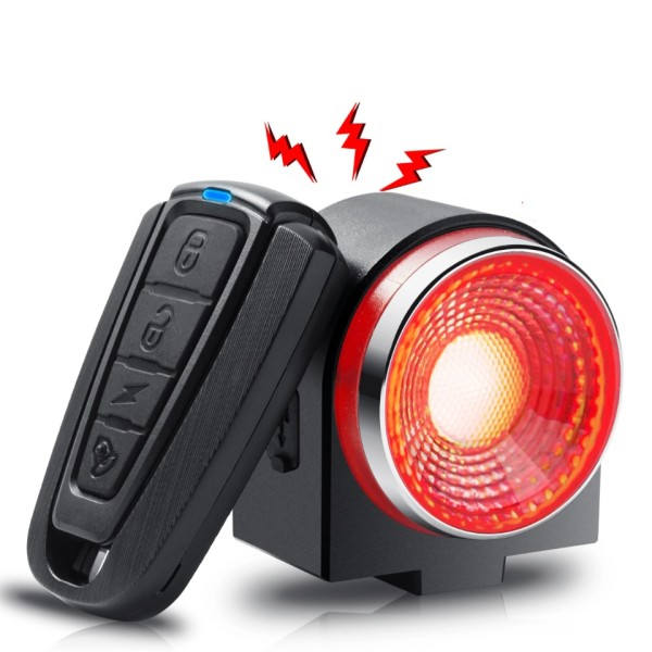 Cykel Bak Lampa Broms Ljus Inbrott Larm Fjärr Ring Trådlös Kontroll USB Ladda LED Lantern