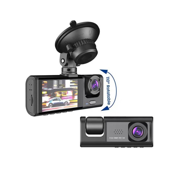 3 kanava kojelauta kamera auto kamera video tallennin kojekamera DVR:t  musta laatikko kaksoisobjektiivi DVR taka kameralla 1dcc | Fyndiq