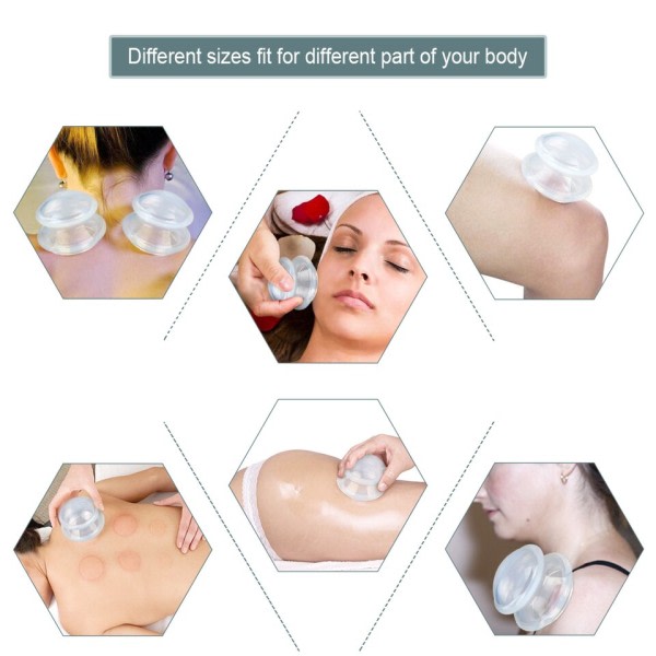 7 koppar Premium Transparent Silicon Cupping Set Device Cellulite Massager