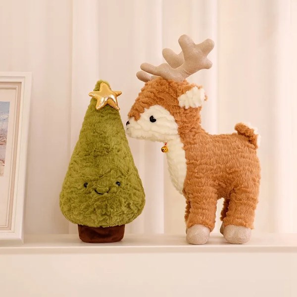 Bedårande jul träd plushie fylld jul älg ren plysch hjort leksak pepparkaka bröd choklad hus
