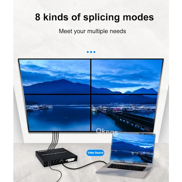 4K 30hz 2x2 DVI HDMI Video Wall Controller Multi-screen Splicing Box