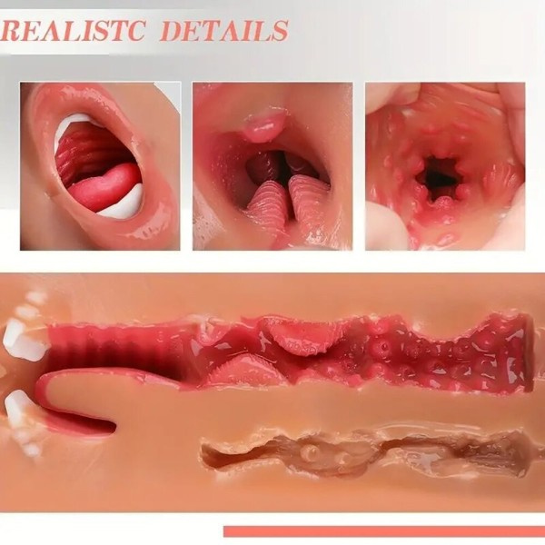 3 IN 1 Sex Leker Onani For Menn Deep Throat Kunstig Ekte Fite Oral Hann Onani