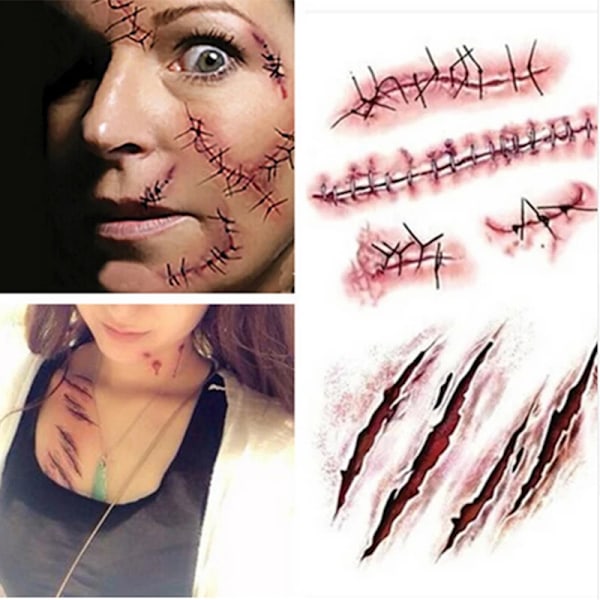 Halloween Skrekk Sår Klistermerker Blod Skade Fake Skab