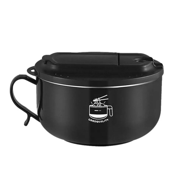 1000ml Ramen Skål Med Låg 304 Rustfrit Stål Instant Nudles Frugt Salat Ris Suppe Skål Stor Frokost Kasse