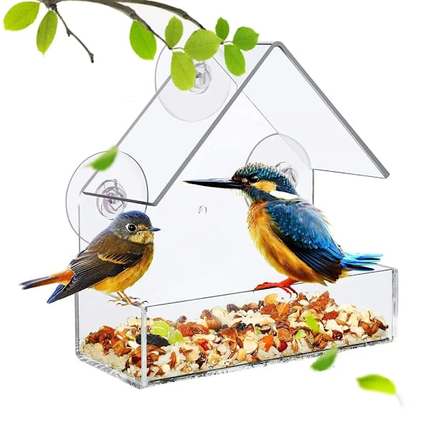 Hög kvalitet fönster vild fågel matare hus transparent vild bord avtagbar sugkoppar skjutbar matning fack för trädgård
