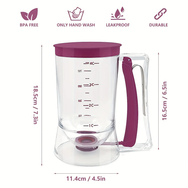 1 bitar pannkaka muffins smet dispenser hopfällbar smet för muffins, våfflor, muffins mixar eller valfri bakat varor