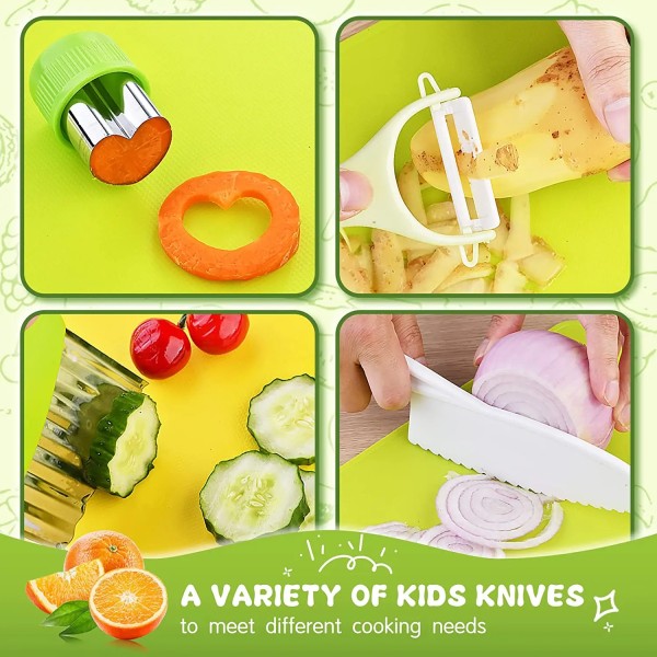 13 bitar montessori kök verktyg för småbarn-barn matlagning set riktiga småbarn safe knivar set