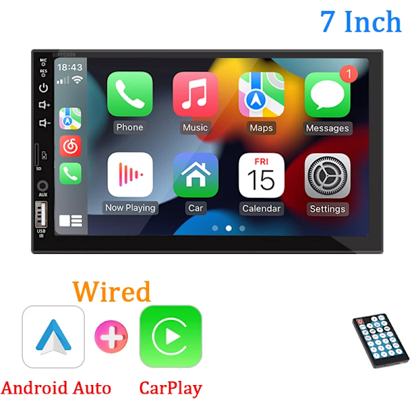 7 tum Bil Radio 1 Din Carplay Android Auto Multimedia Player