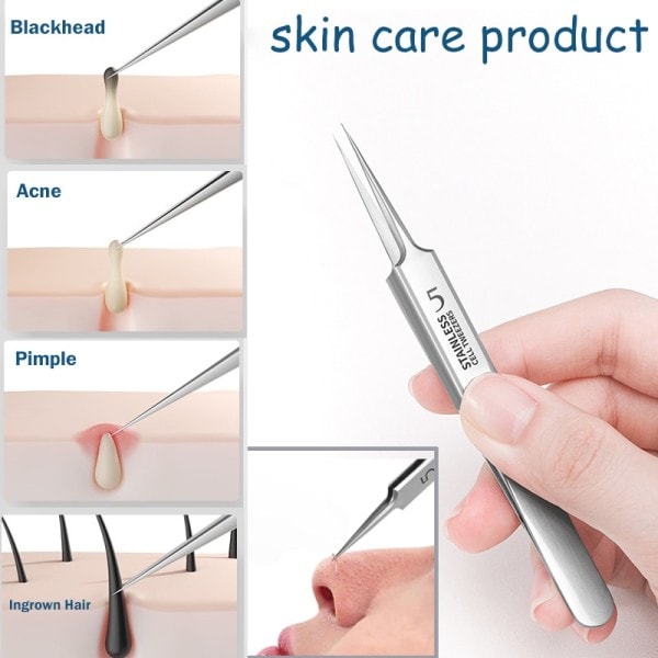 Ultrafin Nr. 5 Blackhead Remover Pincet Skönhetssalong Ansikte Hudvård Verktyg