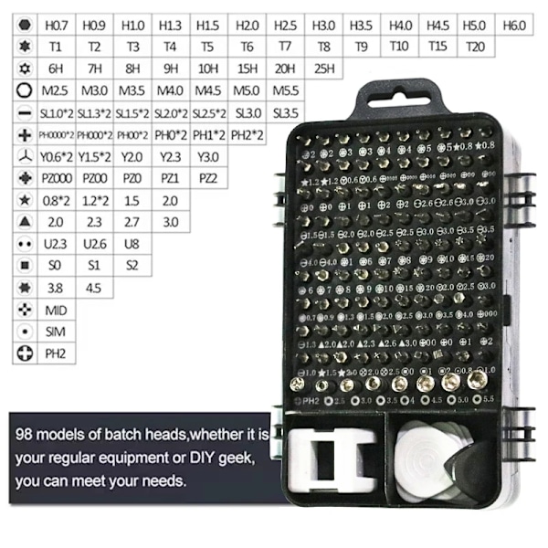 115 in 1 Multifunktionell Skruvmejsel Set Dator PC Mobil Telefon Utrustning Reparation Skruv Drift