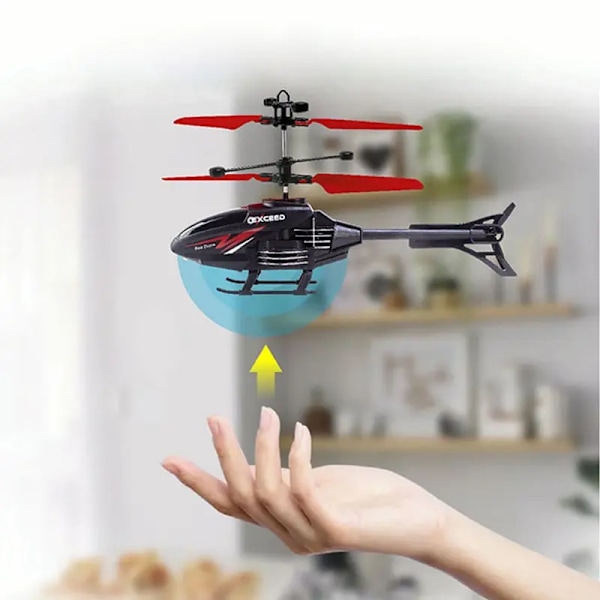 2 Kanal Gesture Kontroll Fjæring Helikopter RC Fjernkontroll Fly Med Lading LED Lys
