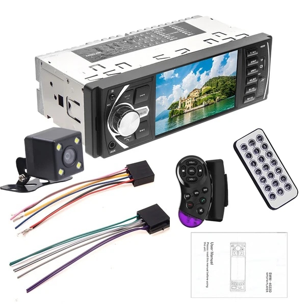 4,1 tommer Bil Radio 1Din Audio Stereo FM Bluetooth Rat Hjul