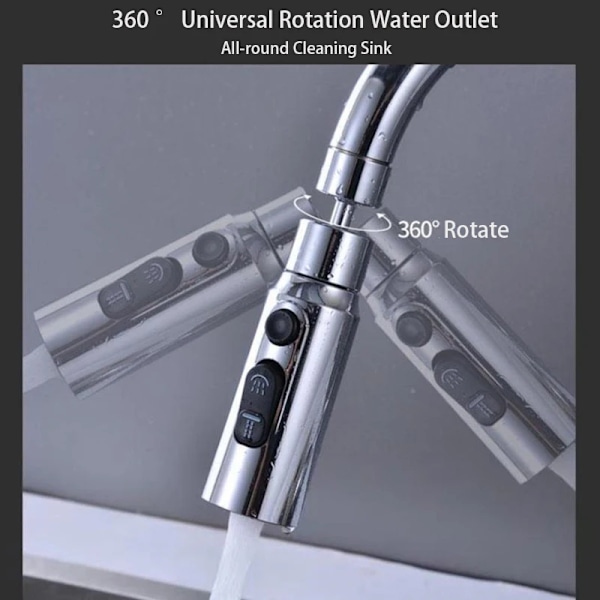 Ny Kran Förlängare 360° Universal Rotation Förlängning Stänksäker Aerator 3 Modes Kök Sho Tillbehör Med Universal Adapter