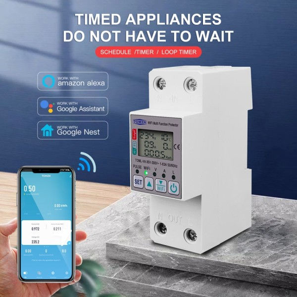 smartlife WIFI Energi Mätare Kwh Mätare brytare Timer med spänning ström och läckageskydd