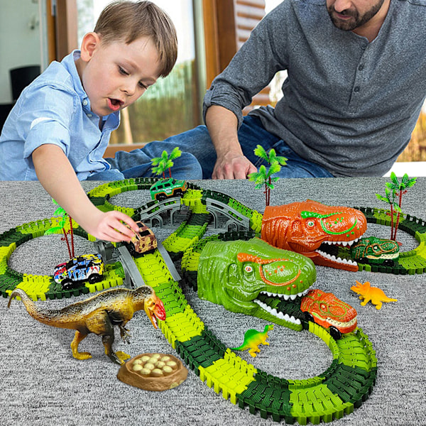 Jernbane Racing Bor Lekesett Educational DIY Bend Flexible Race Track Elektronisk Blits LED Lys Bil Leker For Barn