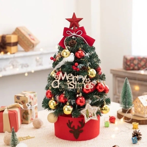 Kunstig juletre med LED mini skrivebord furu PVC jule pynt tre jule pynt
