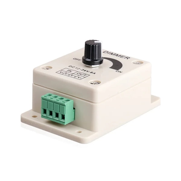 Vit LED Dimmer DC 12V 24V 8A Justerbar Ljusstyrka Kontroller Switch Lampa Glödlampa Strip Drivruta Enkel Färg Ljus Strömförsörjning