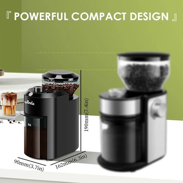 Elektrisk Burr Kaffe kvern Justerbar Burr Mill Konisk Kaffe Bønne Kvern