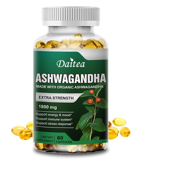 60 stykker organisk ashwagandha for at forøge energi styrke udholdenhed lindre angst og stress