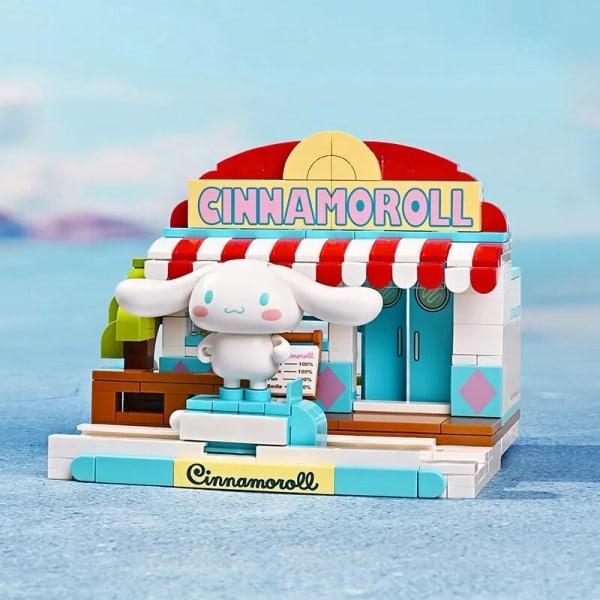 Sanrio Anime Hello Kitty Pochacco Cinnamoroll Pompompurin Kuromi House Bilding Blocks Bricks