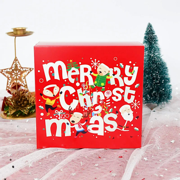 5 stykker firkantet god jul godteri gave eske nissen elg kake kake baking esker pose