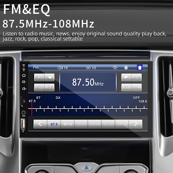 Bil Radio 7 Tommer 1 Din MP5 Multimedia Afspiller Touch Skærm FM ISO Strøm