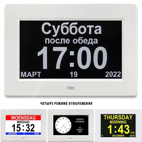 Alarmer Digital LED Kalender Ur med Multi Sprog display