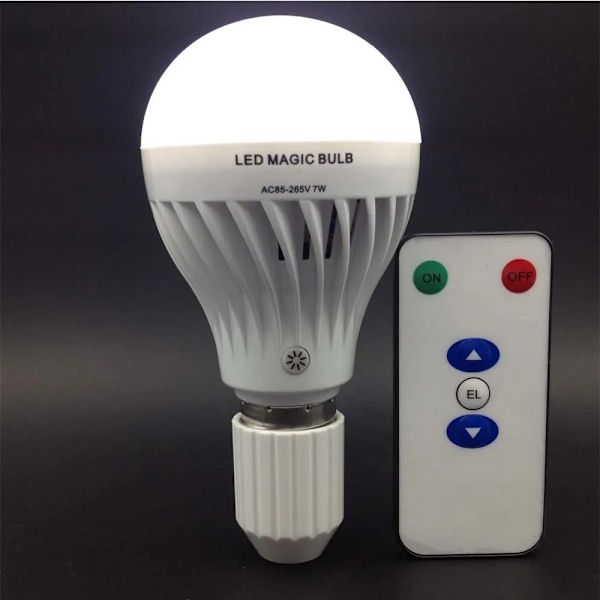 7W E27 Fjärrkontroll Nödläge Ljus Glödlampa Uppladdningsbar Dimning Hushåll LED Lampa