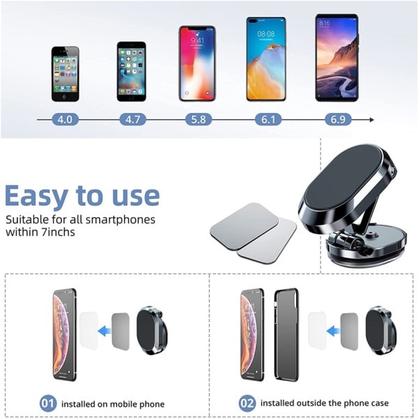 Magnetisk Bil Telefon Holder Magnet Smarttelefon Mobil Stativ Cell GPS