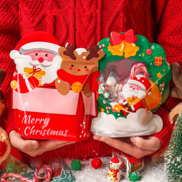 25 kpl joulupukki muovi karamelli pakkaus laukku vetoketju seisoma pussi itse sulkeutuva paketti