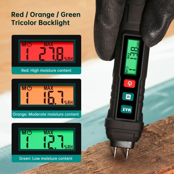 Pen Typ Digital Trä Fukt Mätare LCD Display Pin-Typ Timmer Fukt Detektor