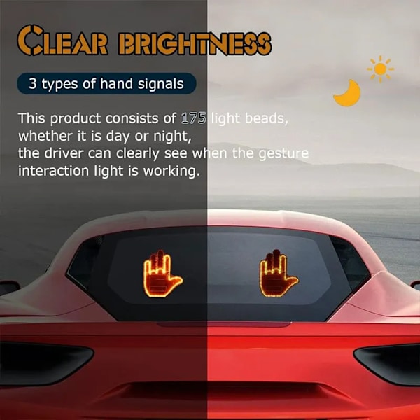 Universaali Hauska Auto Keskisormi LED Valo  Kaukosäätimellä Auto Aparaatti & Road Rage Sign Hauska taka ikkuna kyltti auto lisävarusteet