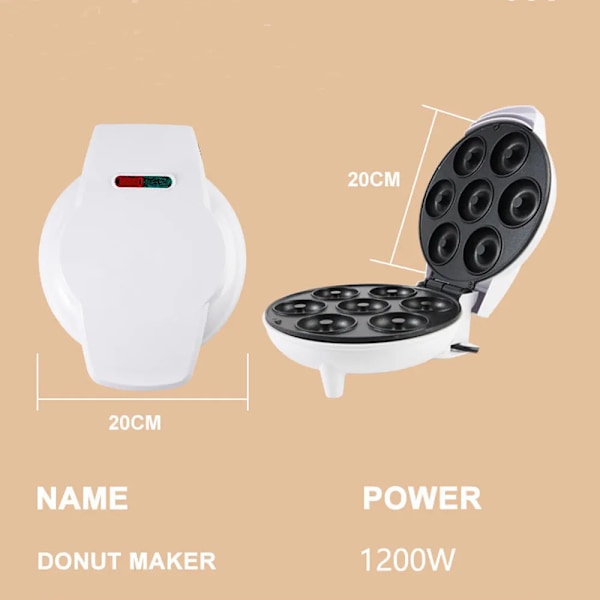 Mini Donut Maker Machine Non-stick Overflate for Barn Frokost Snack Desserter Lager 7 Donuts