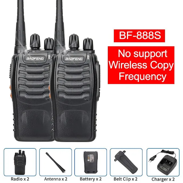2 pieces  Walkie Talkie UHF 400 470MHz 888s Long Range To Way Skinke Radios Transceiver for Jakt Hotell