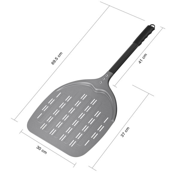 Perforert Pizza Peel 12 Tommer med Avtakbart håndtak Aluminium