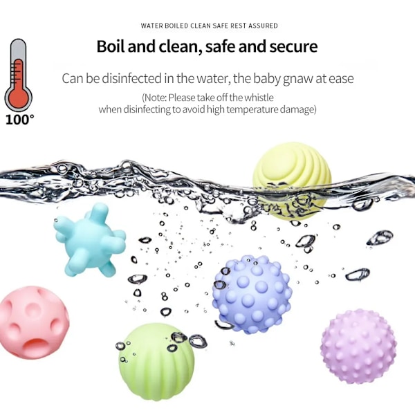 4 delar Set Mjuk Gummi Multi-Texture Baby Grab Ball Leksak Träning Grip Förmåga Hand Grab Bol